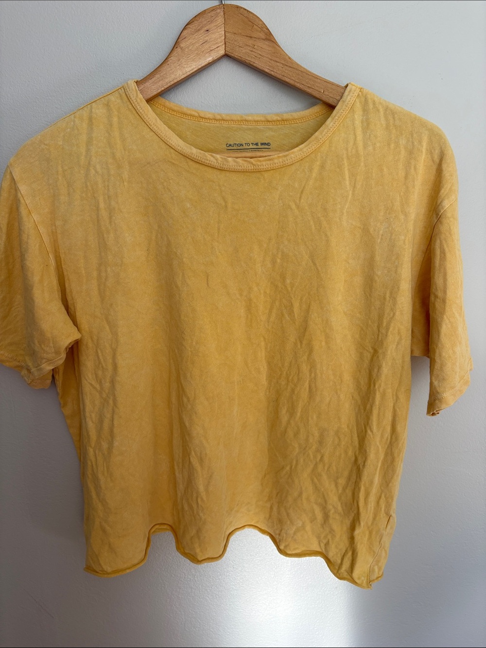 Caution To The Wind Washed Yellow Short Sleeve Tee